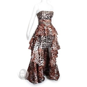Tony Bowls Gown Prom Pageant Dress Leopard Print High Low with Sequins Size 10